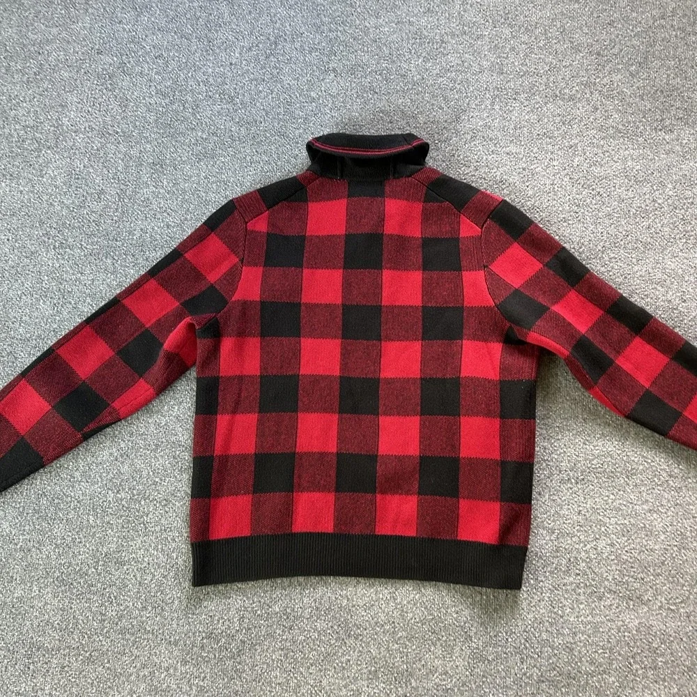 Banana Republic Sweater Mens Large Buffalo‎ Plaid Shawl Collar Pullover Wool